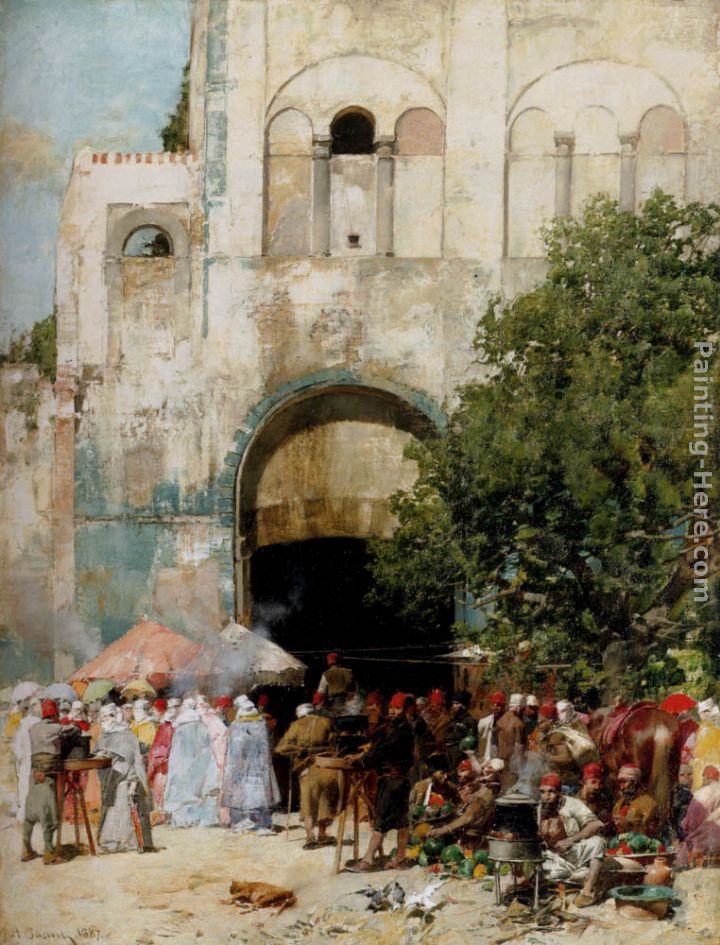 Market day, Constantinople painting - Alberto Pasini Market day, Constantinople art painting